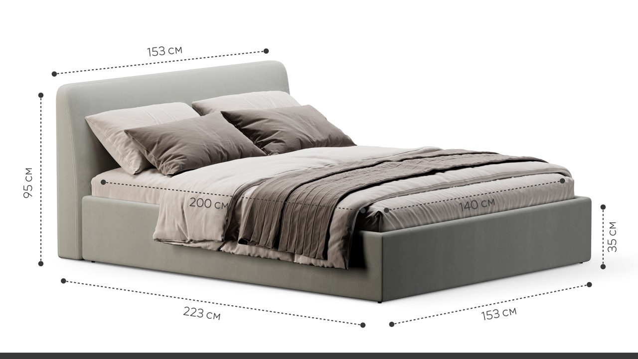 Кровать Симпл 140х200 велюр velutto soft 992