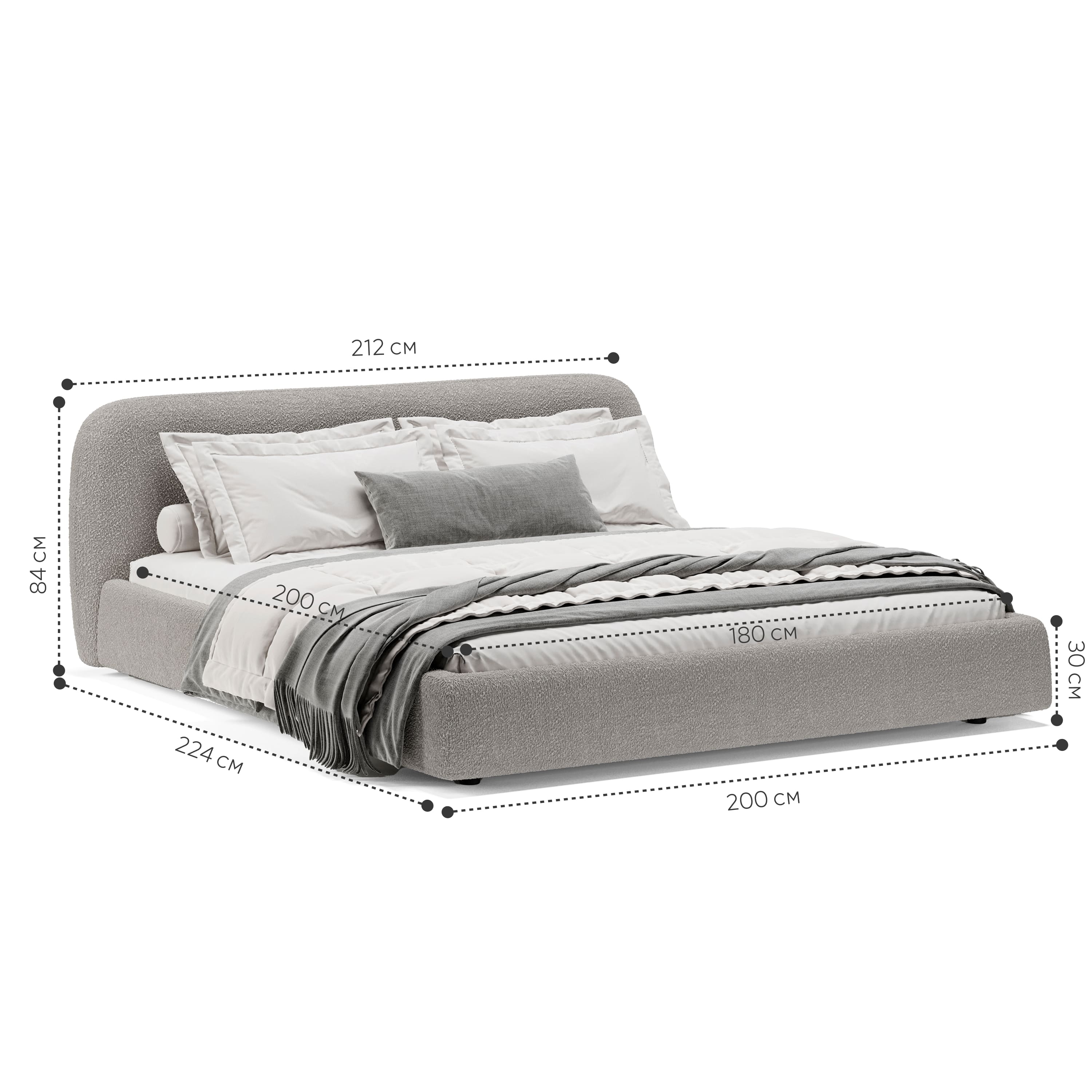 Кровать Лагом букле buckle latte 1.8х2.0