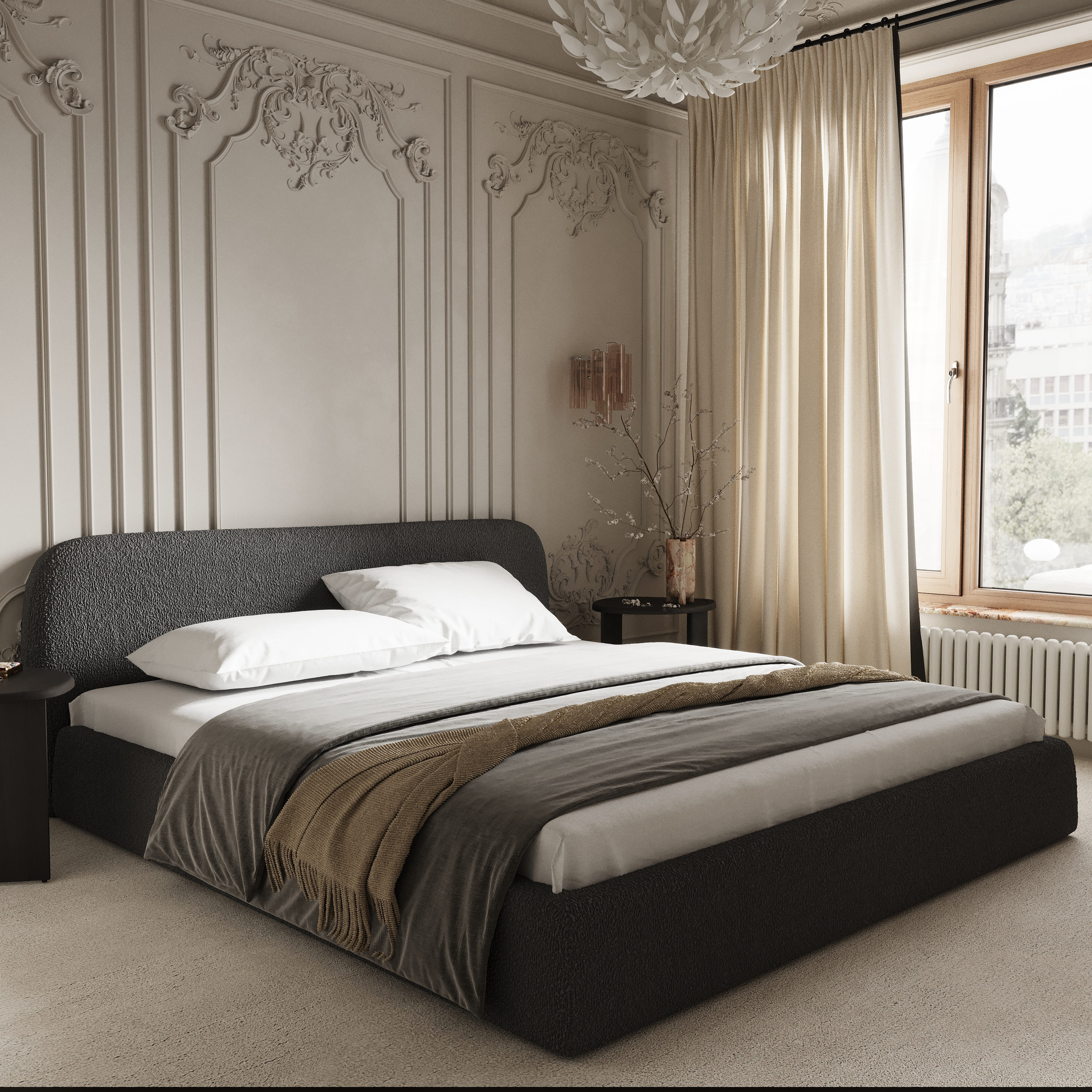 Кровать Лагом букле buckle dark grey 1.6х2.0