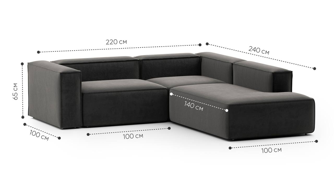 Диван Лофт трехместный угловой удлиненный Tedy 020
